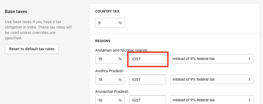 Finding Shopify Tax names