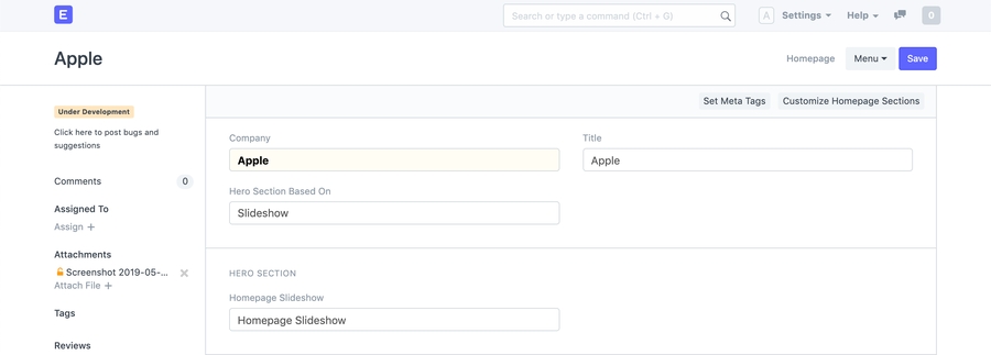 Homepage Slideshow Setting