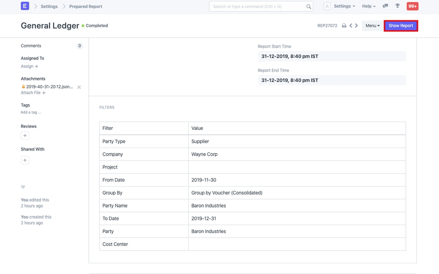 Prepared Report Initiated