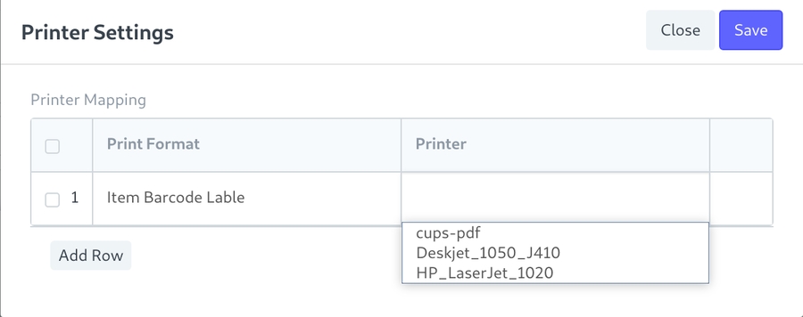 print format - printer mapping