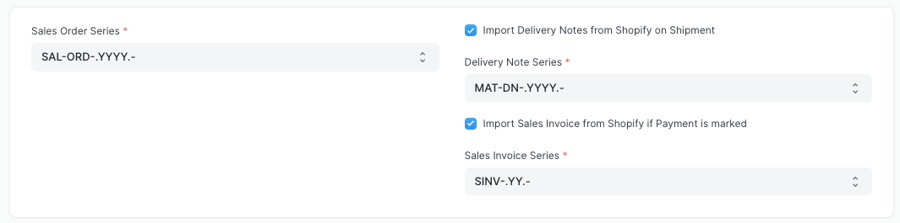 Shopify sync config for orders