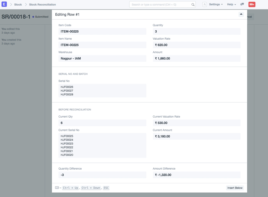 Stock Reconciliation