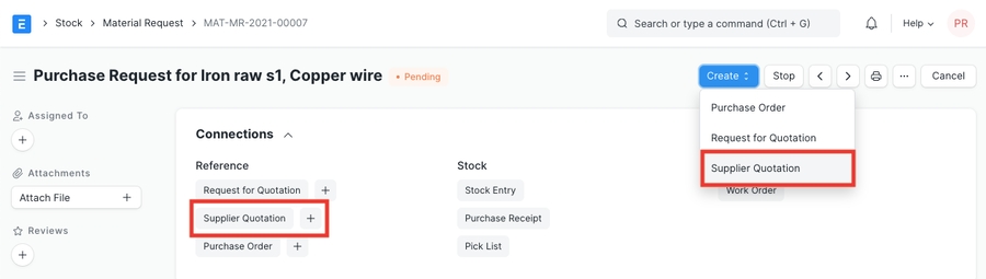 Supplier Quotation from Material Receipt