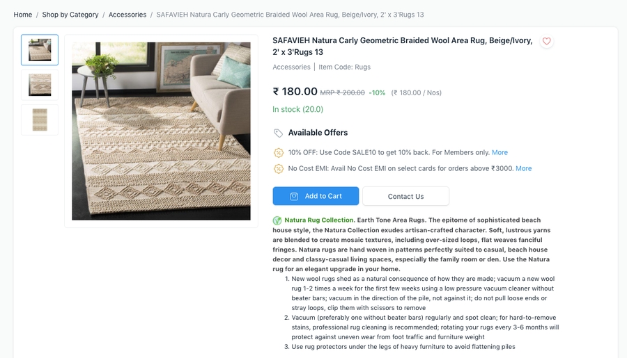 Website Item Page Striked Price